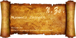 Nyemecz Zsinett névjegykártya